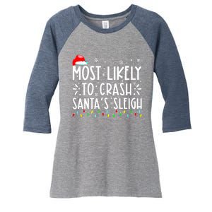 Most Likely To Crash Santa's Sleigh Funny Xmas Pajama Women's Tri-Blend 3/4-Sleeve Raglan Shirt