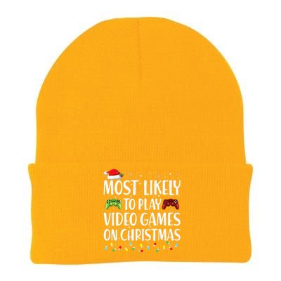 Most Likely To Play Video Game On Xmas Santa  Knit Cap Winter Beanie