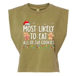 Most Likely To Eat All The Christmas Cookies Family Xmas Garment-Dyed Women's Muscle Tee