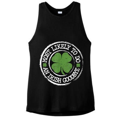 Most Likely To Do An Irish Goodbye Funny St Patricks Day Ladies PosiCharge Tri-Blend Wicking Tank