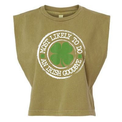 Most Likely To Do An Irish Goodbye Funny St Patricks Day Garment-Dyed Women's Muscle Tee