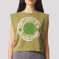 Most Likely To Do An Irish Goodbye Funny St Patricks Day Garment-Dyed Women's Muscle Tee
