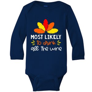 Most Likely To Matching Family Thanksgiving Pajamas Baby Long Sleeve Bodysuit