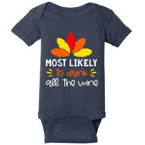 Most Likely To Matching Family Thanksgiving Pajamas Baby Bodysuit