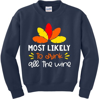 Most Likely To Matching Family Thanksgiving Pajamas Kids Sweatshirt