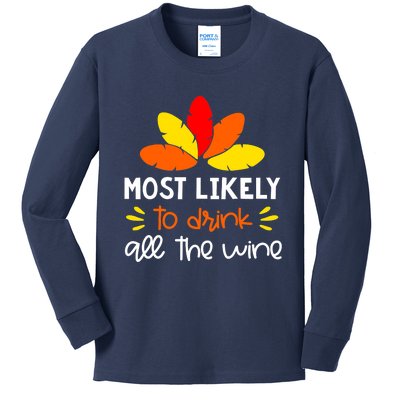 Most Likely To Matching Family Thanksgiving Pajamas Kids Long Sleeve Shirt