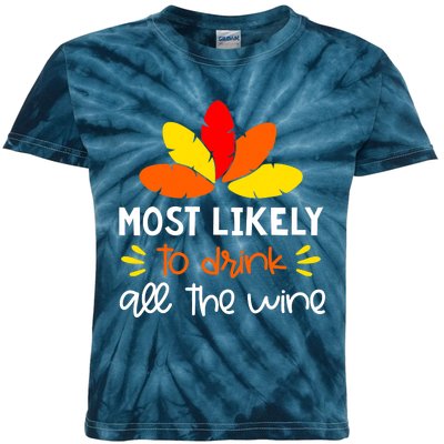 Most Likely To Matching Family Thanksgiving Pajamas Kids Tie-Dye T-Shirt