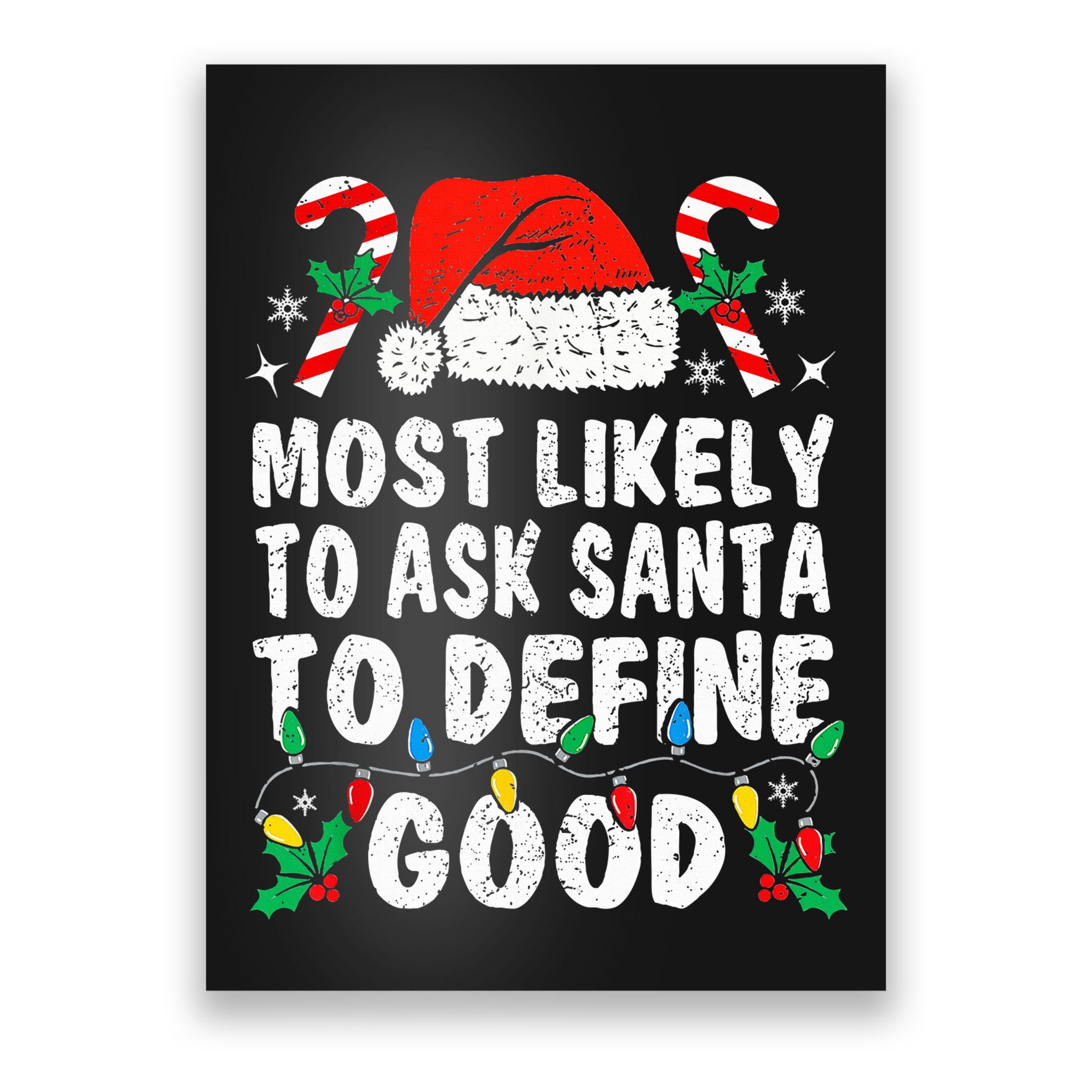 Most Likely To Ask Santa To Define Good Funny Christmas  Poster