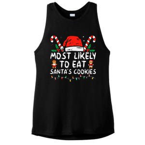 Most Likely To Eat Santas Cookies Family Christmas Holiday Ladies PosiCharge Tri-Blend Wicking Tank