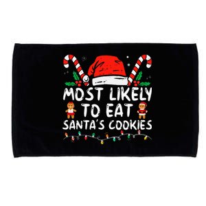 Most Likely To Eat Santas Cookies Family Christmas Holiday Microfiber Hand Towel