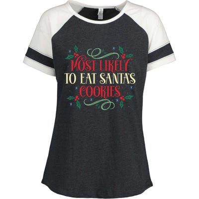 Most Likely To Eat SantaS Cookies Family Christmas Holiday Enza Ladies Jersey Colorblock Tee