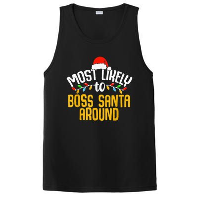 Most Likely To Boss Santa Around Funny Family Christmas PosiCharge Competitor Tank