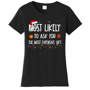 Most Likely To Ask For The Most Expensive Gifts Christmas Women's T-Shirt