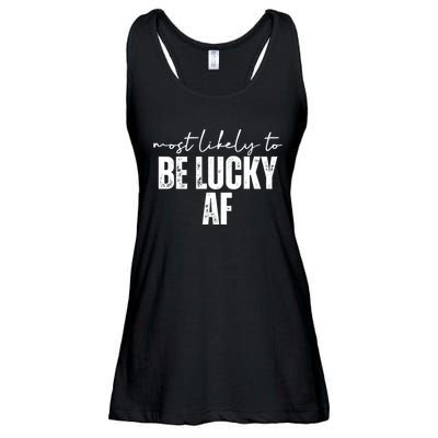 Most Likely To Be Lucky Af St Patricks Day Ladies Essential Flowy Tank