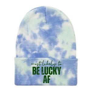 Most Likely To Be Lucky Af St Patricks Day Tie Dye 12in Knit Beanie