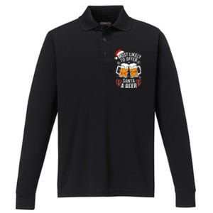 Most Likely To Offer Santa A Beer Christmas Drinking Performance Long Sleeve Polo