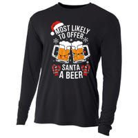 Most Likely To Offer Santa A Beer Christmas Drinking Cooling Performance Long Sleeve Crew