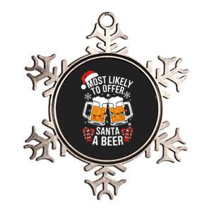 Most Likely To Offer Santa A Beer Christmas Drinking Metallic Star Ornament