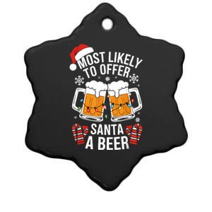 Most Likely To Offer Santa A Beer Christmas Drinking Ceramic Star Ornament