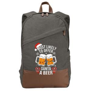 Most Likely To Offer Santa A Beer Christmas Drinking Cotton Canvas Backpack