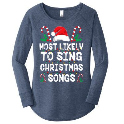 Most Likely To Sing Christmas Songs Family Christmas Holiday Women's Perfect Tri Tunic Long Sleeve Shirt