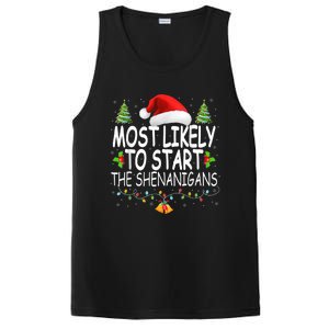 Most Likely To Start The Shenanigans Shirt Family Christmas PosiCharge Competitor Tank