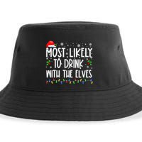 Most Likely To Drink With The Elves Elf Drinking Christmas Sustainable Bucket Hat