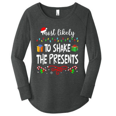 Most Likely To Shake The Presents Family Matching Pjs Xmas Women's Perfect Tri Tunic Long Sleeve Shirt