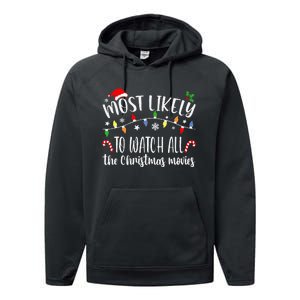 Most Likely To Watch All Christmas Movies Family Matching Performance Fleece Hoodie