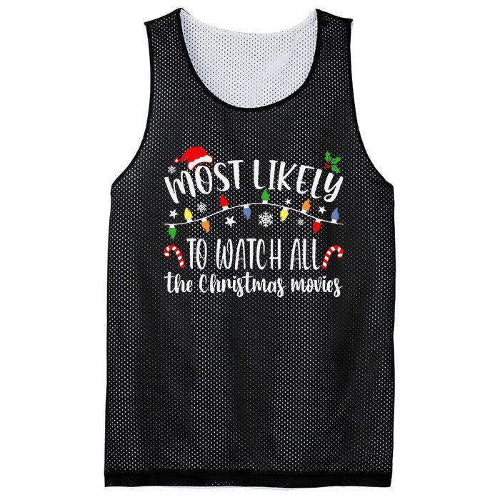 Most Likely To Watch All Christmas Movies Family Matching Mesh Reversible Basketball Jersey Tank