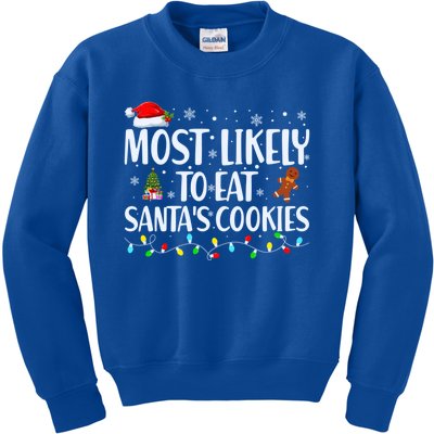 Most Likely To Eat SantaS Cookies Funny Christmas Cool Gift Kids Sweatshirt