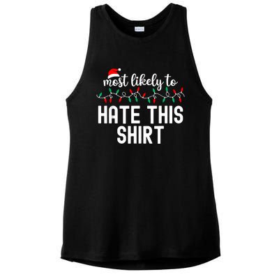 Most Likely To Christmas Matching Family Pajamas Funny Ladies PosiCharge Tri-Blend Wicking Tank