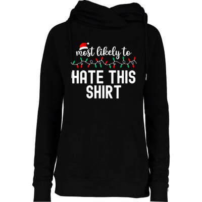 Most Likely To Christmas Matching Family Pajamas Funny Womens Funnel Neck Pullover Hood