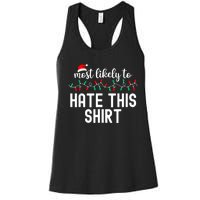 Most Likely To Christmas Matching Family Pajamas Funny Women's Racerback Tank