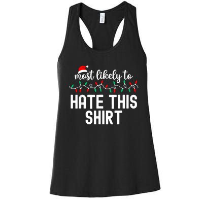 Most Likely To Christmas Matching Family Pajamas Funny Women's Racerback Tank