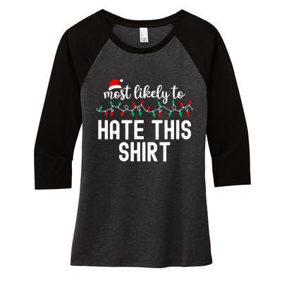 Most Likely To Christmas Matching Family Pajamas Funny Women's Tri-Blend 3/4-Sleeve Raglan Shirt