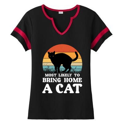 Most Likely To Bring Home A Cat Ladies Halftime Notch Neck Tee