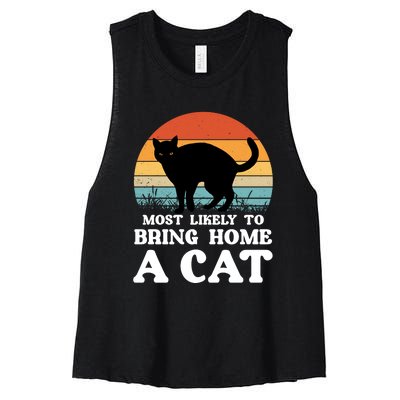 Most Likely To Bring Home A Cat Women's Racerback Cropped Tank