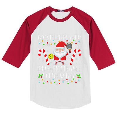 Most Likely To Play Pickleball With Santa Christmas Funny Kids Colorblock Raglan Jersey