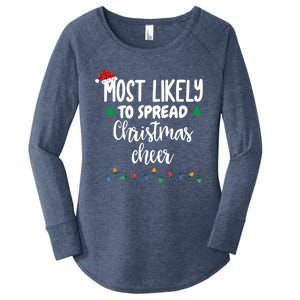 Most Likely To Spread Christmas Cheer Funny Family Christmas Cool Gift Women's Perfect Tri Tunic Long Sleeve Shirt