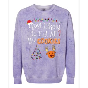 Most Likely To Eat All The Cookies Funny Christmas Colorblast Crewneck Sweatshirt