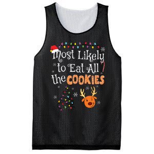 Most Likely To Eat All The Cookies Funny Christmas Mesh Reversible Basketball Jersey Tank