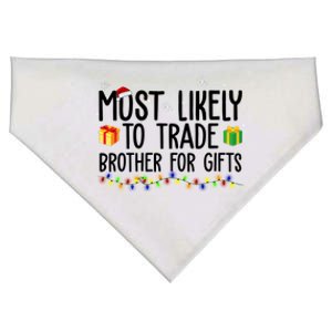 Most Likely To Trade Brother For Gifts Funny Christmas USA-Made Doggie Bandana