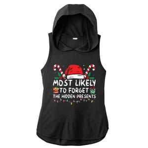 Most Likely To Forget The Hidden Presents Family Christmas Ladies PosiCharge Tri-Blend Wicking Draft Hoodie Tank