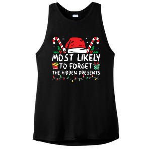 Most Likely To Forget The Hidden Presents Family Christmas Ladies PosiCharge Tri-Blend Wicking Tank