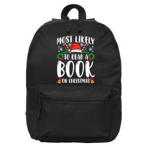 Most Likely To Read A Book On Christmas Matching Family Premium 16 in Basic Backpack