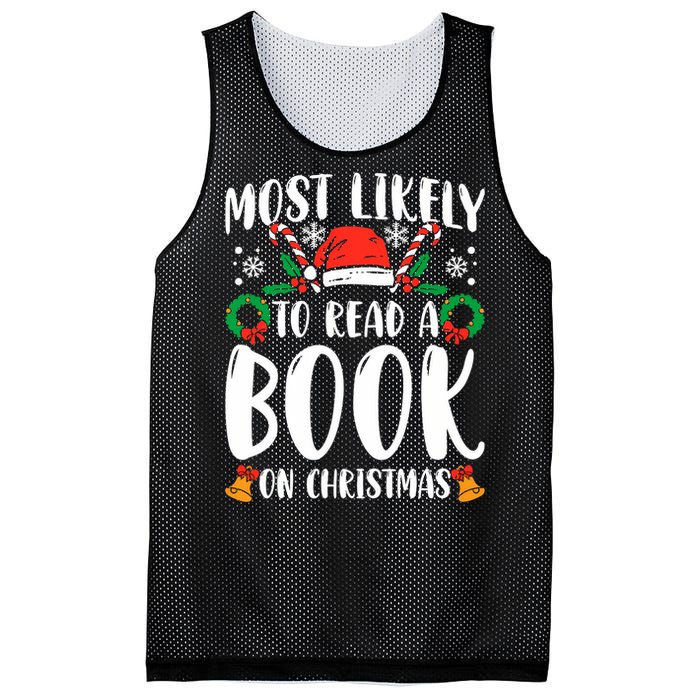 Most Likely To Read A Book On Christmas Matching Family Premium Mesh Reversible Basketball Jersey Tank