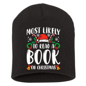 Most Likely To Read A Book On Christmas Matching Family Premium Short Acrylic Beanie