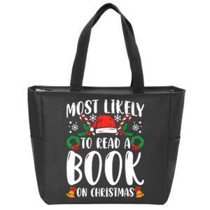 Most Likely To Read A Book On Christmas Matching Family Premium Zip Tote Bag