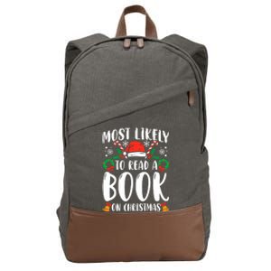 Most Likely To Read A Book On Christmas Matching Family Premium Cotton Canvas Backpack